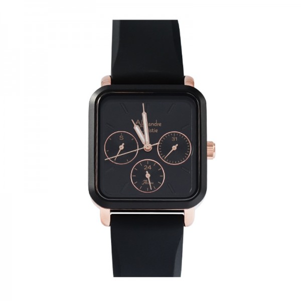 Alexandre Christie AC 2A24 Rosegold Black Rubber BFRRGBA